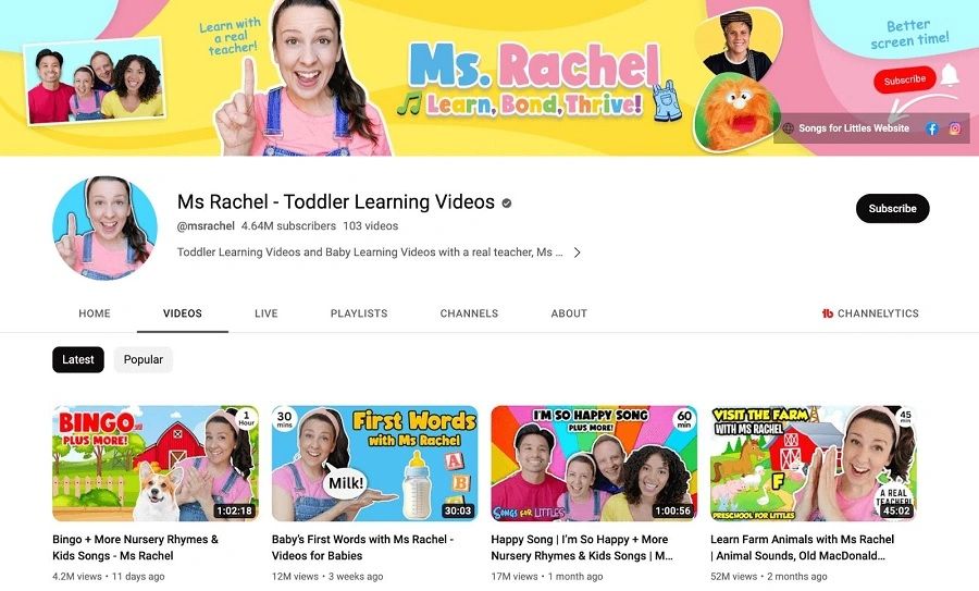 Miss Rachel YouTube